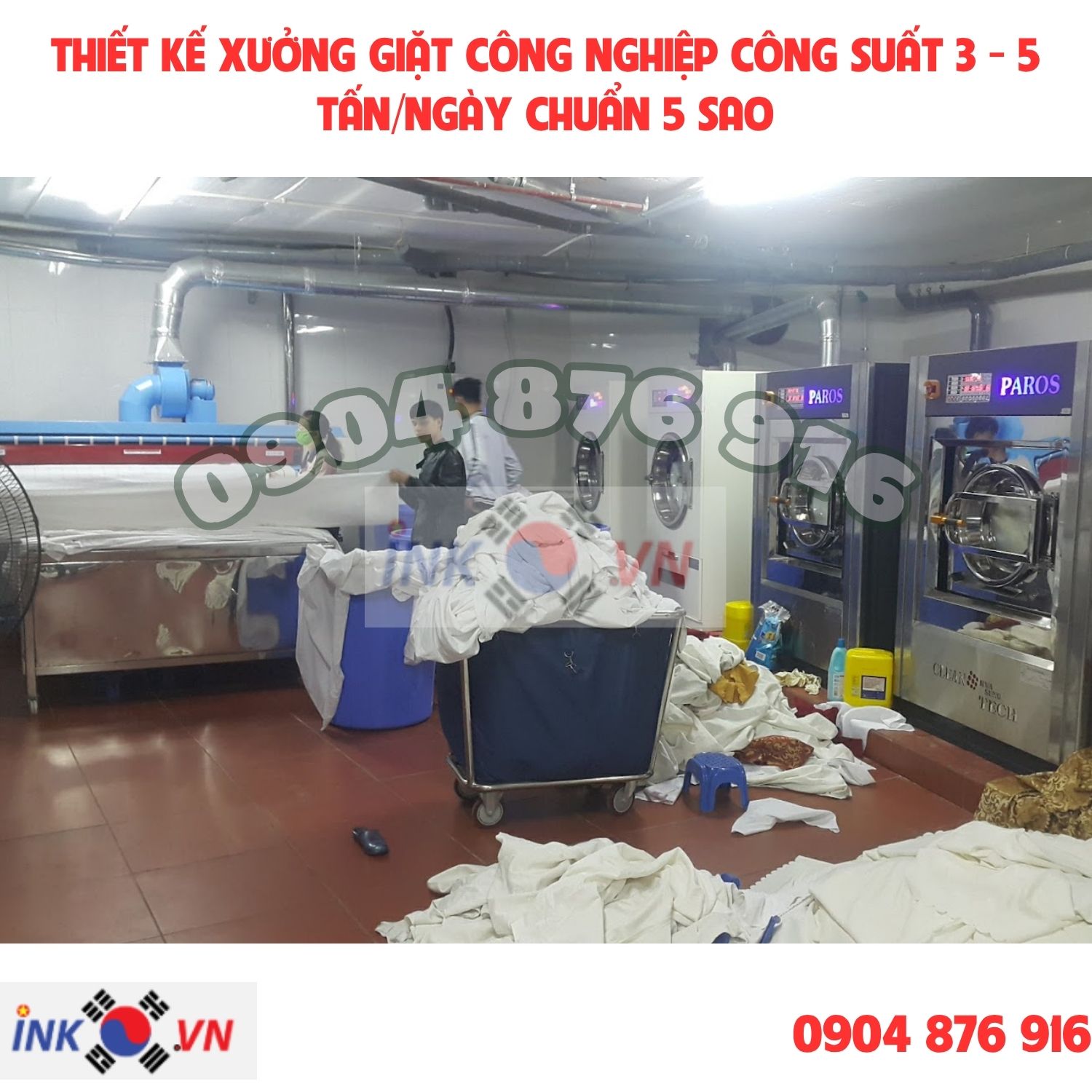 Quy mô diện tích thiết kế xưởng giặt công nghiệp cho khách sạn